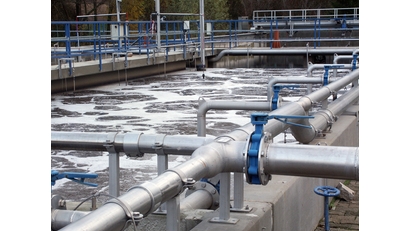 Aeration basins in a wastewater treatment plant